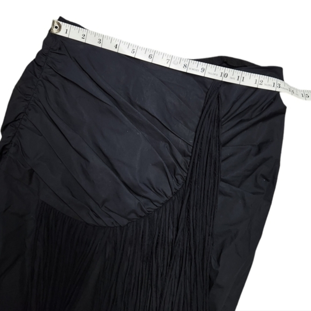 TORY BURCH COTTON SILK FRINGE MIDI SKIRT BLACK 2 - Picture 9 of 12